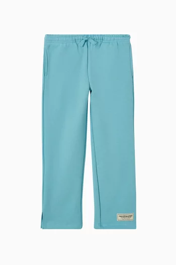 بنطال رياضي بقصة ساق مستقيمة واسعة مزيج قطن عضوي