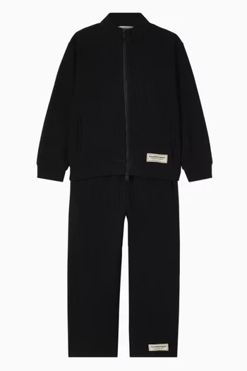 Zip-through Ribbed Lounge Jacket in Cotton