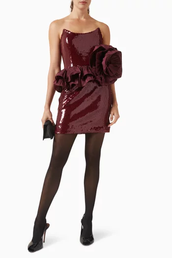 Nero Sequin-embellished Mini Dress