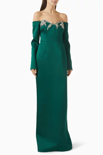 Ellerie Off-shoulder Gown in Satin