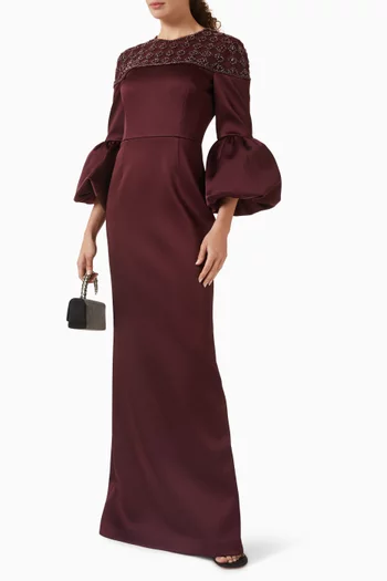 Alora Embellished Gown in Satin