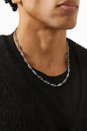 قلادة تنس مرصعة بأحجار مستطيلة ستانلس ستيل