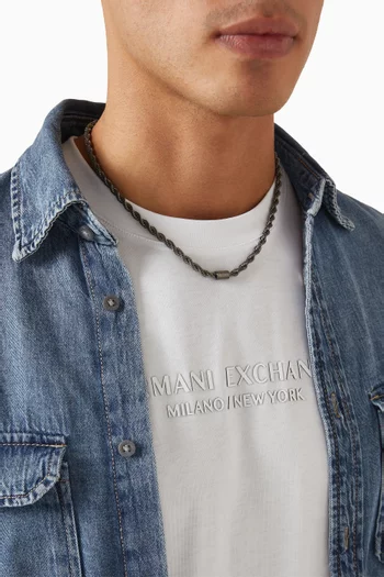 قلادة بتصميم سلسلة بحلقات ستانلس ستيل بلون داكن