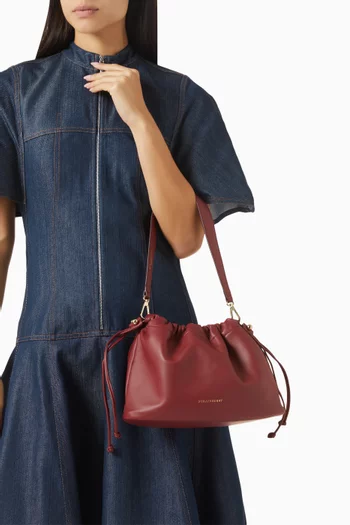 Charlotte Midi Drawstring Bag in Nappa Leather