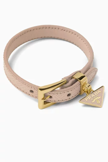 Logo Bracelet in Saffiano Leather