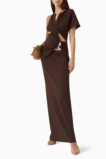Crystal-pendant Twisted Dress in Jersey