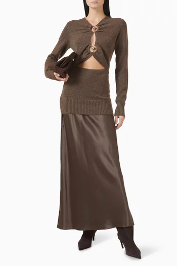 فستان مونيومنت بكشكش وحلي دائرية كشمير وحرير