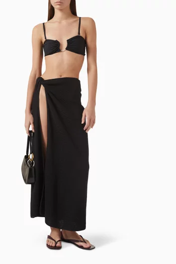 تنورة بنمط سارونغ بعقدة ونسيج رأسي