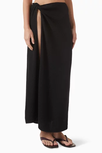 تنورة بنمط سارونغ بعقدة ونسيج رأسي