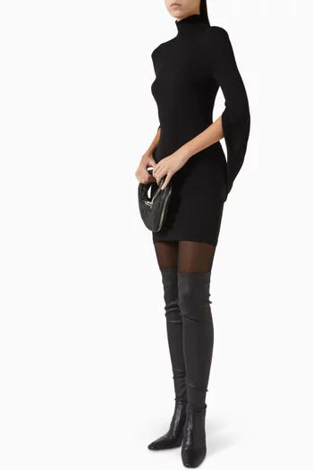 فستان قصير بدرابيه مزيج فيسكوز