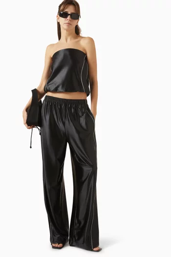 بلوزة بفتحة رقبة بلا حمالات وتصميم منفوخ جيرسيه وستان