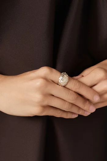 خاتم بتصميم منفوخ بنقشة زهور ذهب عيار 9‏