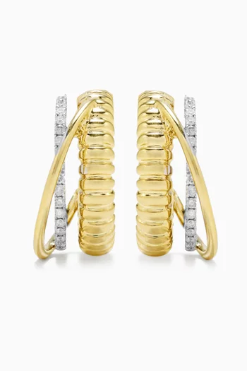 أقراط دائرية مرصعة بالماس ذهب عيار 9