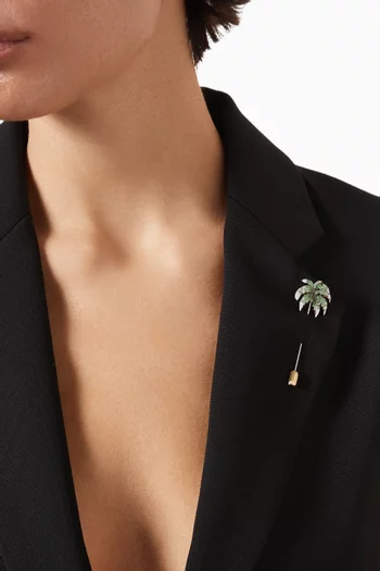 دبوس بتصميم شجرة نخيل ذهب عيار 9 وذهب أبيض عيار 18‏