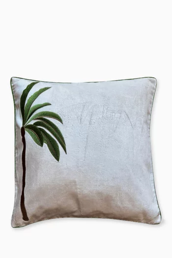 Palm Tree Cushion in Embroidered Velvet
