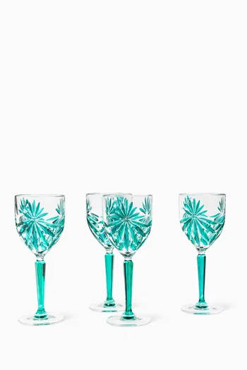 طقم كؤوس كريستال بنقشة نجمة، 4 قطع