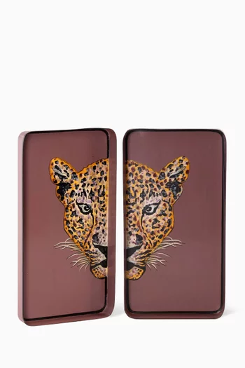 طقم صواني مزينة بحيوانات مرسومة يدويًا حديد، قطعتان