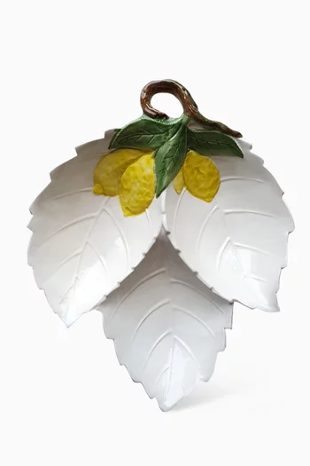 طبق مقبلات بنقشة ليمون خزف بطلاء يدوي