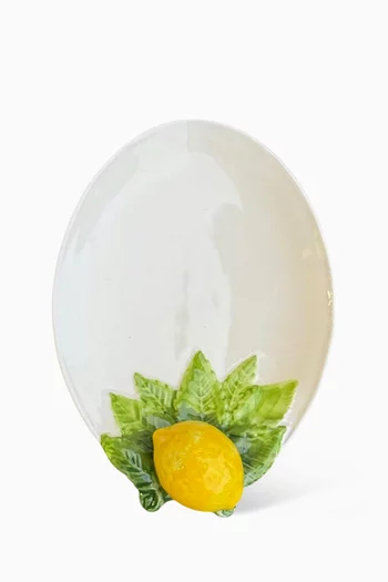 Lemon Bread Plate in Hand-painted Ceramic, Set of 2