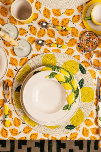 Lemon Soup Plate in Hand-painted Ceramic