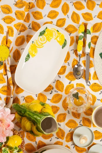 صينية بنقشة ليمون مطلية يدويًا خزف