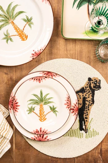 طبق معكرونة بنقشة أشجار نخيل خزف