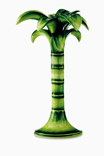 Medium Palm Candelabra in Hand-painted Ceramic