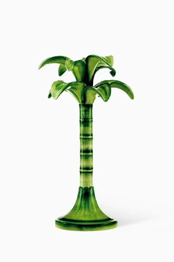 Large Palm Candlestick Holder in Hand-painted Ceramic