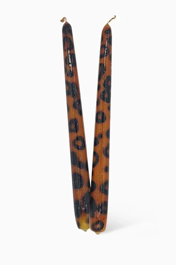 Leopard Print Candlesticks in Wax, Set of 2