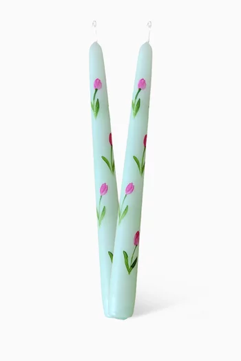 طقم حوامل شموع بنقشة زهور التوليب، قطعتان