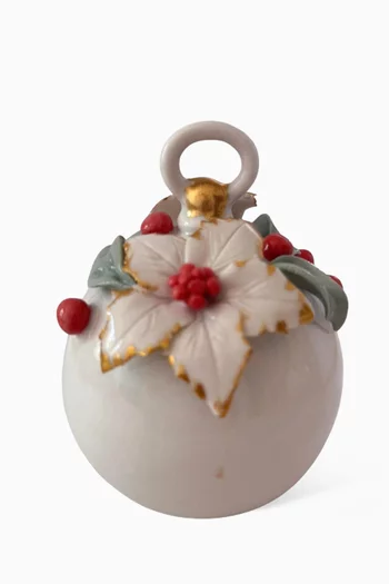 Poinsettia Festive Bauble in Porcelain