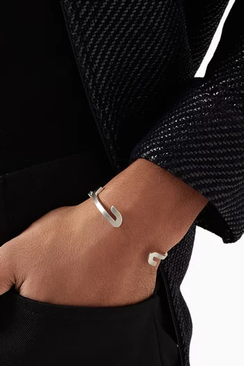 Arabic "Hob" Emerald Cuff in Sterling Silver