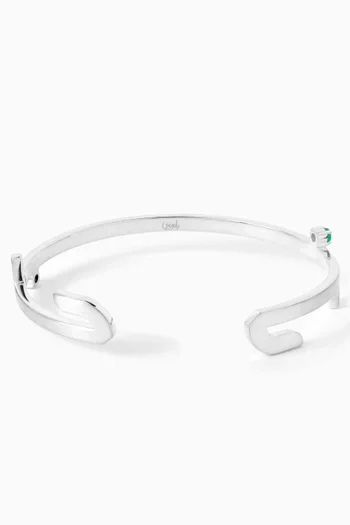 Arabic "Hob" Emerald Cuff in Sterling Silver