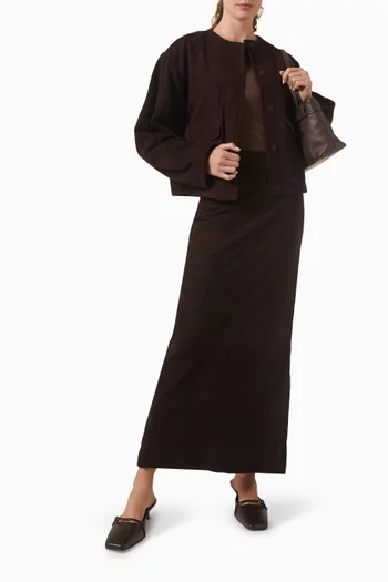 Utility Cocoon Bomber Jacket in Suede