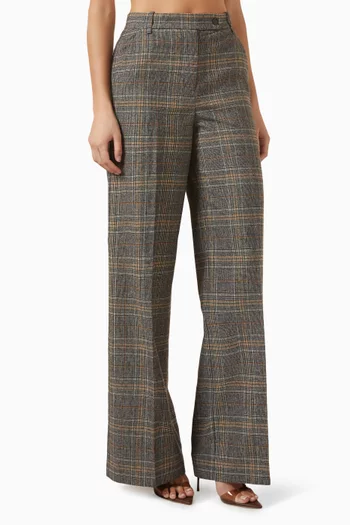 بنطال بلانكا بقصة ساق واسعة ونقشة مربعات