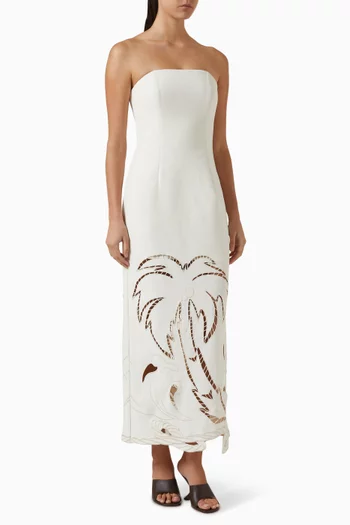 فستان افا طويل بزهور بارزة