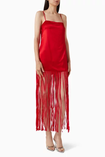 Moraya Square Neck Fringe Maxi Dress