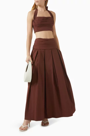 Campbell Pleated Maxi Skirt in Cotton-blend