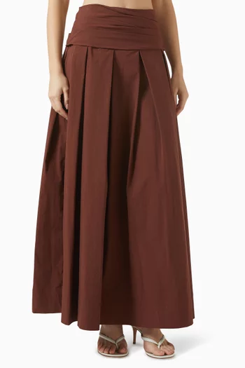Campbell Pleated Maxi Skirt in Cotton-blend