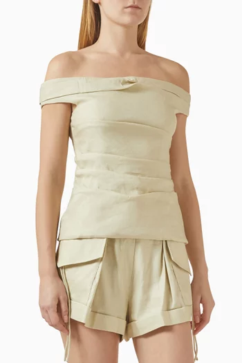 Kasbah Off-shoulder Top in Linen-blend