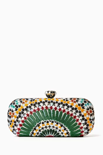 Zellige Beaded Box Clutch Bag in Canvas