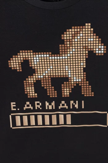 تي شيرت بطبعة حصان فانتازي قطن