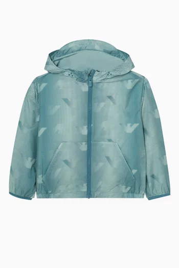 كنزة بغطاء رأس ونقشة شعار النسر نايلون