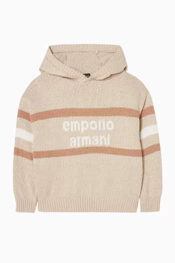 Intarsia Logo Hoodie in Cotton-knit