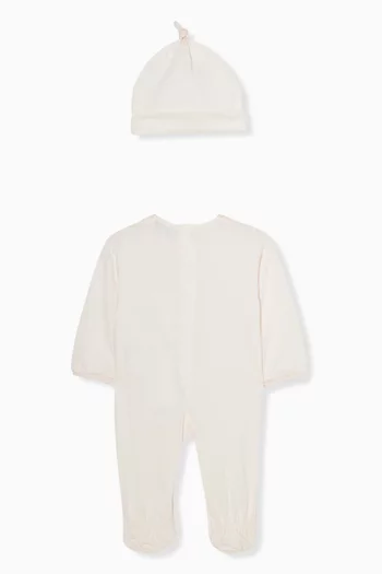 طقم بيجاما قطعة واحدة وقبعة بيني بشعار النسر