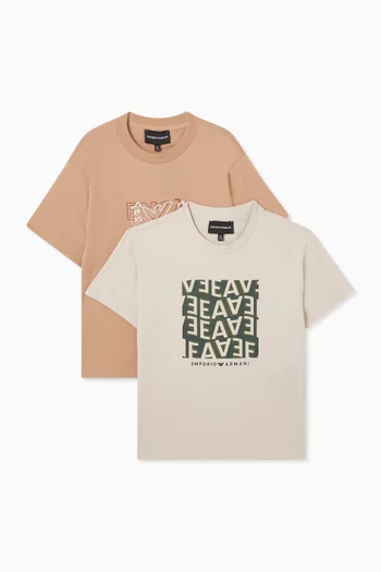 Printed T-shirt in Cotton, Set of 2