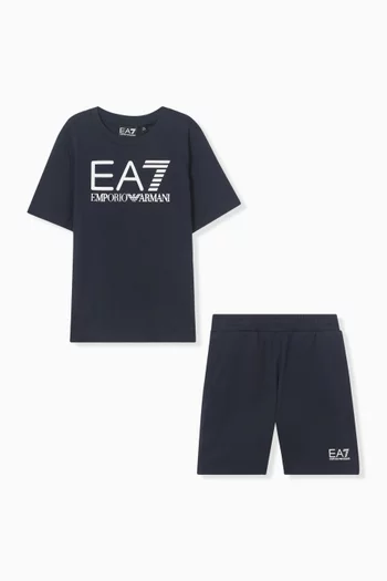 EA7 Logo T-shirt & Shorts Set in Cotton