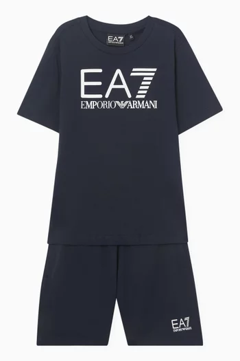 EA7 Logo T-shirt & Shorts Set in Cotton