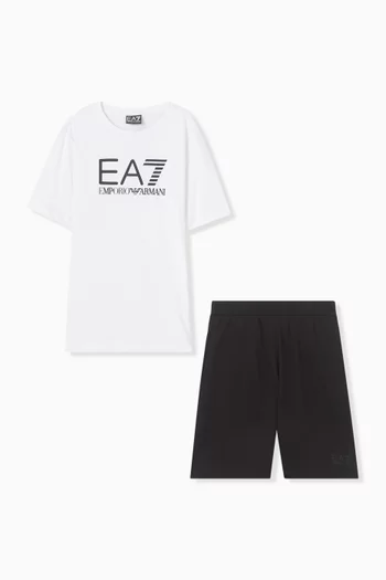 EA7 Logo T-shirt & Shorts Set in Cotton