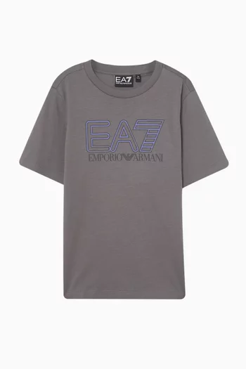 تي شيرت قطن بشعار الماركة بحجم كبير